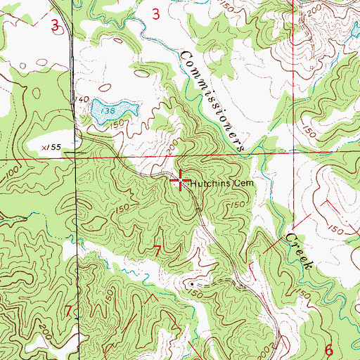 Topographic Map of Hutchins Cemetery, MS