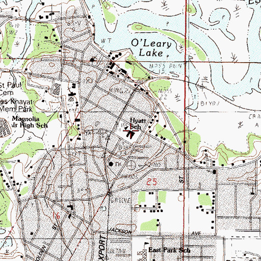 Topographic Map of Hyatt School, MS