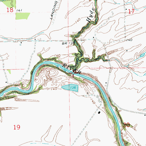 Topographic Map of Hyde Bayou, MS