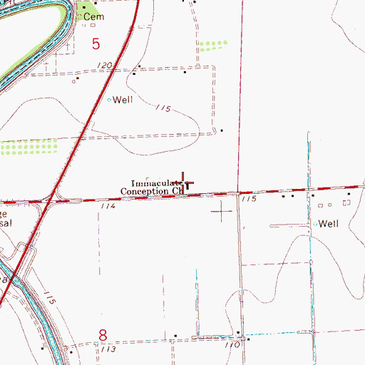 Topographic Map of Immaculate Conception Church, MS