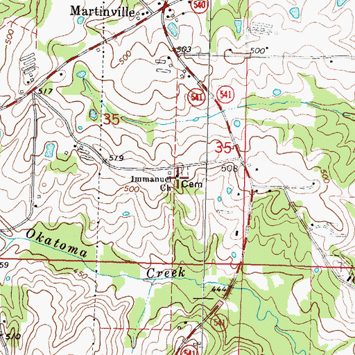 Topographic Map of Immanuel Church, MS
