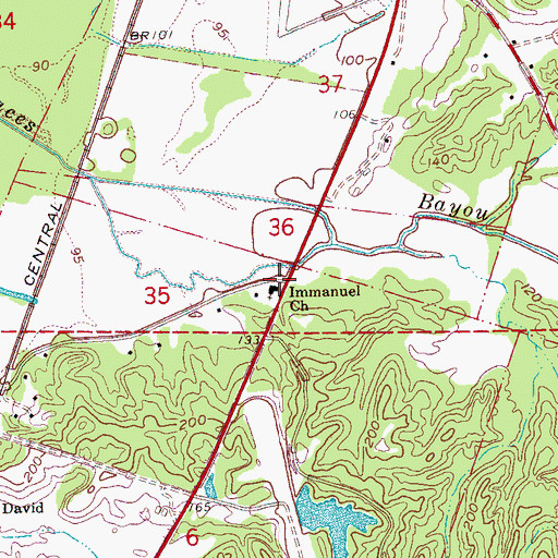 Topographic Map of Immanuel Church, MS