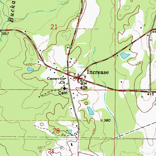 Topographic Map of Increase, MS