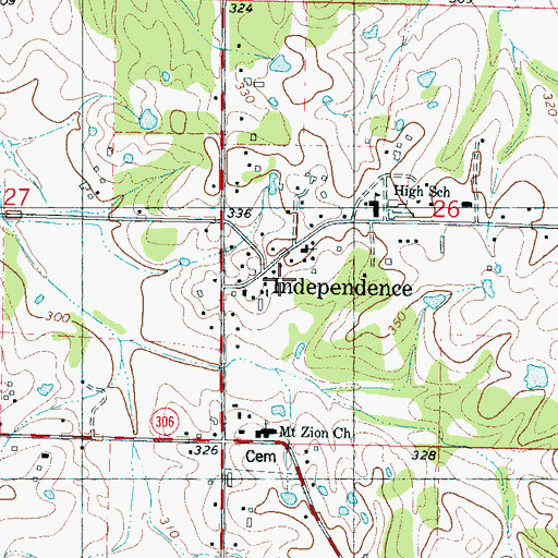 Topographic Map of Independence, MS