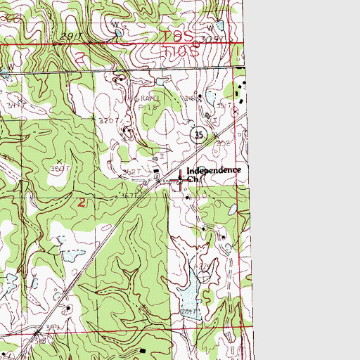 Topographic Map of Independence Church, MS
