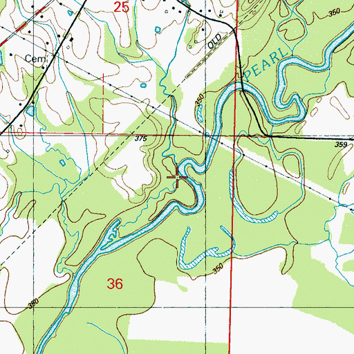 Topographic Map of Indian Branch, MS