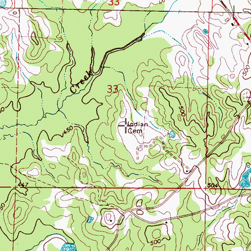 Topographic Map of Indian Cemetery, MS