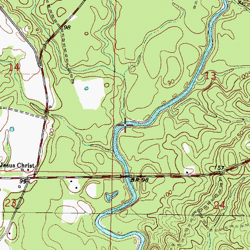 Topographic Map of Indian Creek, MS