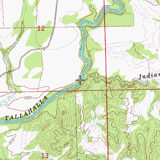 Topographic Map of Indian Creek, MS