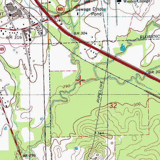 Topographic Map of Indian Creek, MS