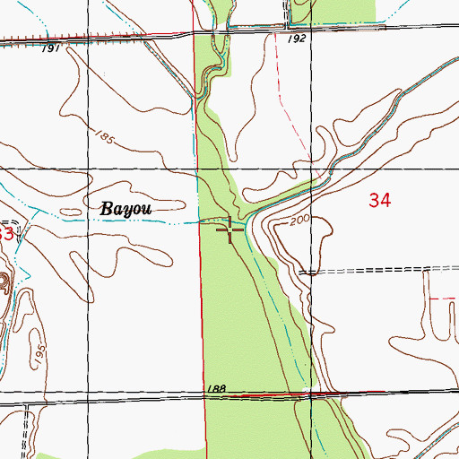Topographic Map of Indian Creek, MS