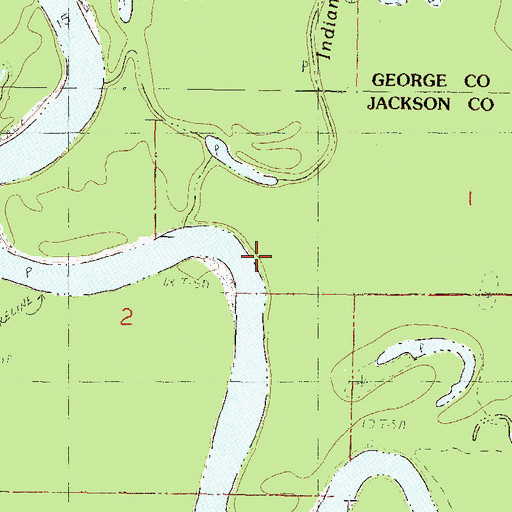 Topographic Map of Indian Creek, MS