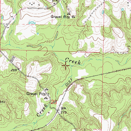 Topographic Map of Indian Creek, MS