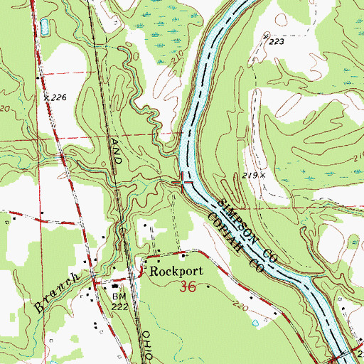 Topographic Map of Indian Creek, MS