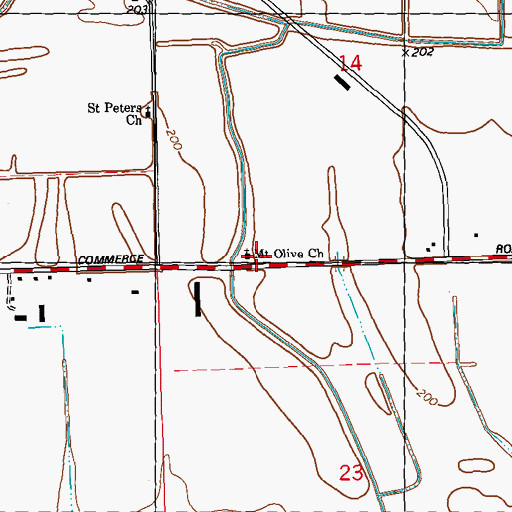 Topographic Map of Indian Creek School, MS