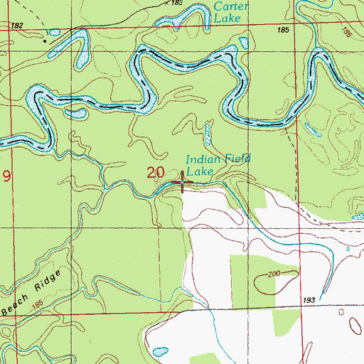 Topographic Map of Indian Field Lake, MS