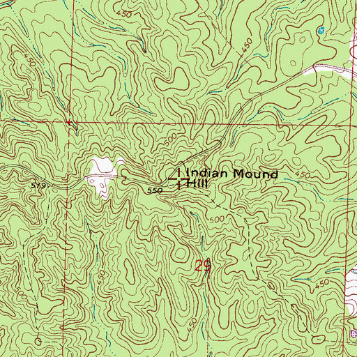 Topographic Map of Indian Mound Hill, MS