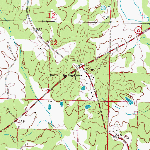 Topographic Map of Indian Spring Church, MS