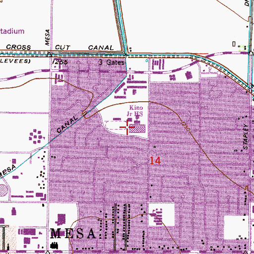 Topographic Map of Kino Junior High School, AZ
