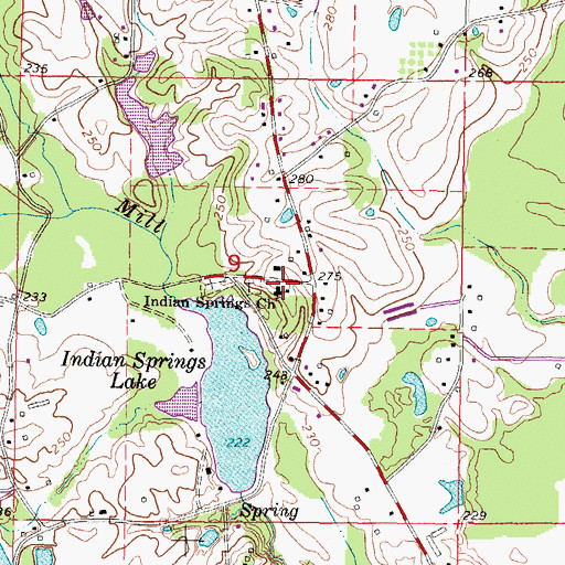 Topographic Map of Indian Springs Baptist Church, MS