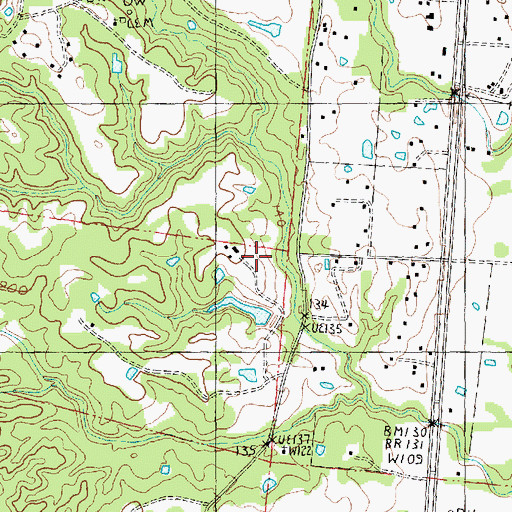 Topographic Map of Indian Village Church, MS