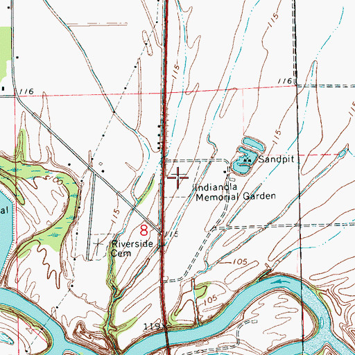 Topographic Map of Indianola Memorial Garden, MS
