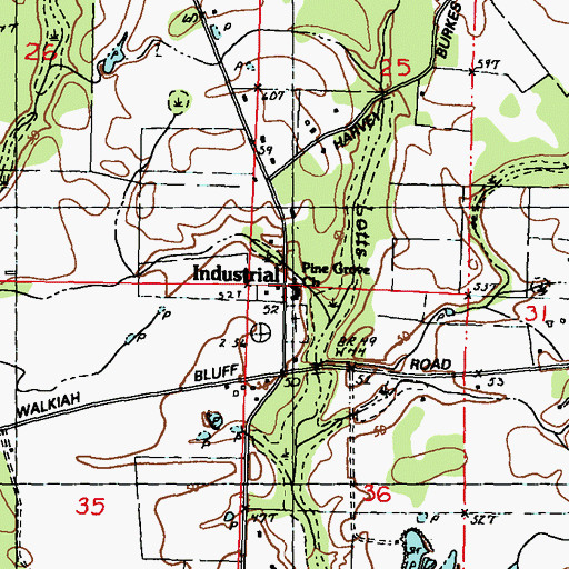 Topographic Map of Industrial, MS