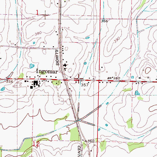 Topographic Map of Ingomar, MS