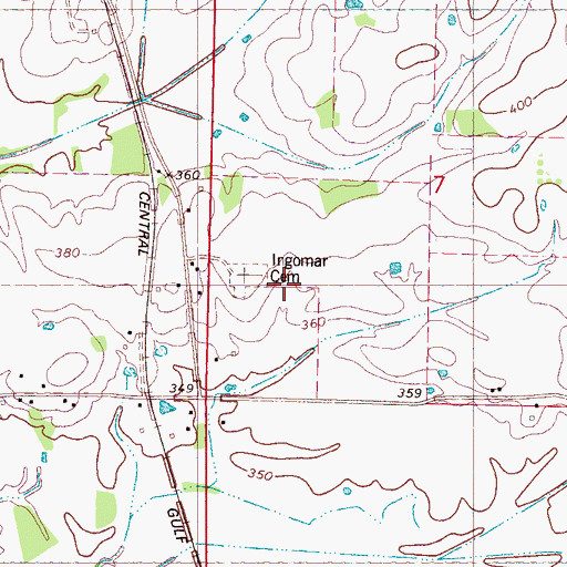 Topographic Map of Ingomar Cemetery, MS