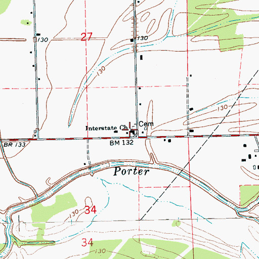 Topographic Map of Interstate Church, MS