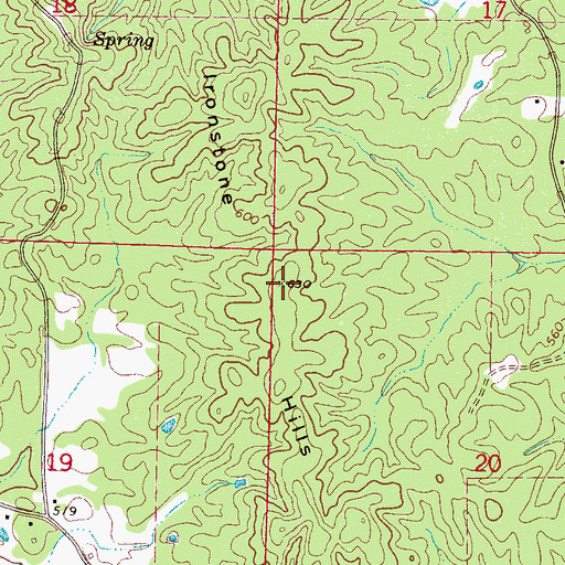 Topographic Map of Ironstone Hills, MS