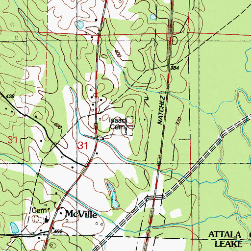 Topographic Map of Isaac Cemetery, MS