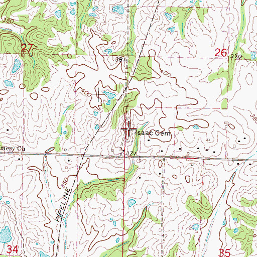 Topographic Map of Isaac Cemetery, MS