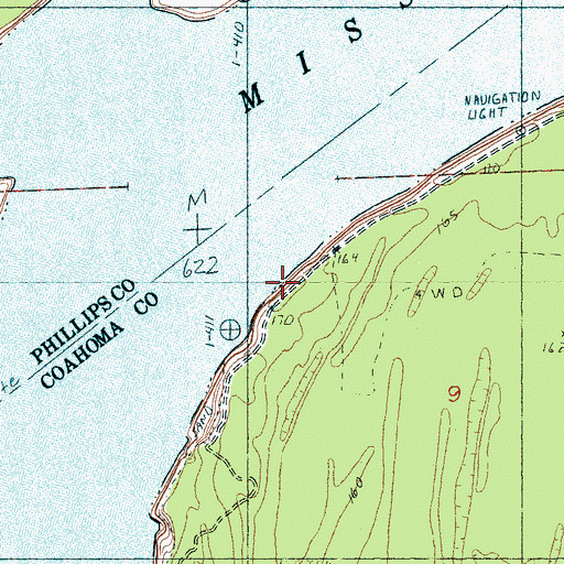 Topographic Map of Island Sixtyseven Revetment, MS