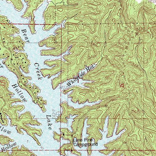 Topographic Map of Whiteside Hollow, AR