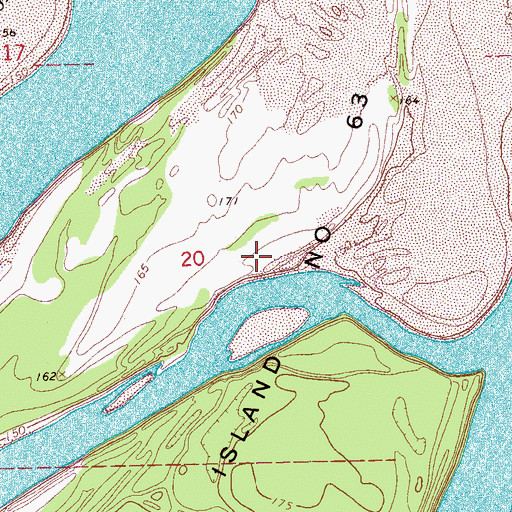Topographic Map of Island Number Sixtythree, MS