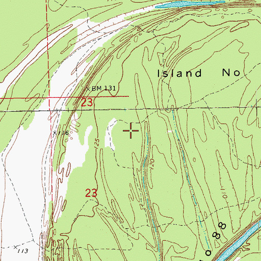 Topographic Map of Island Number Eightyeight, MS