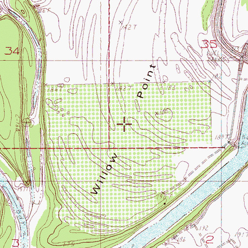 Topographic Map of Willow Point, AR