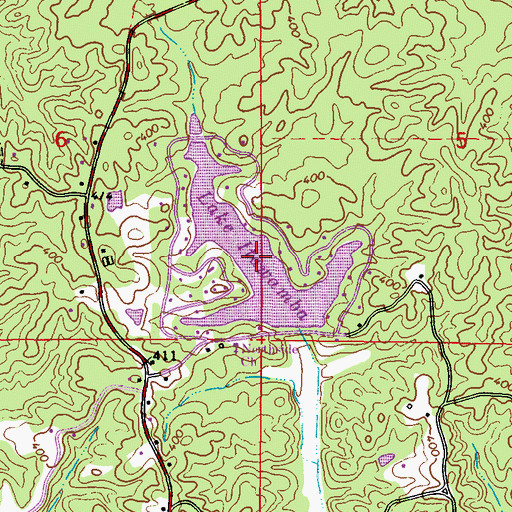 Topographic Map of Lake Itawamba, MS