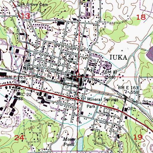 Topographic Map of Iuka, MS