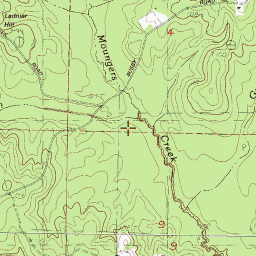 Topographic Map of Jack Branch, MS