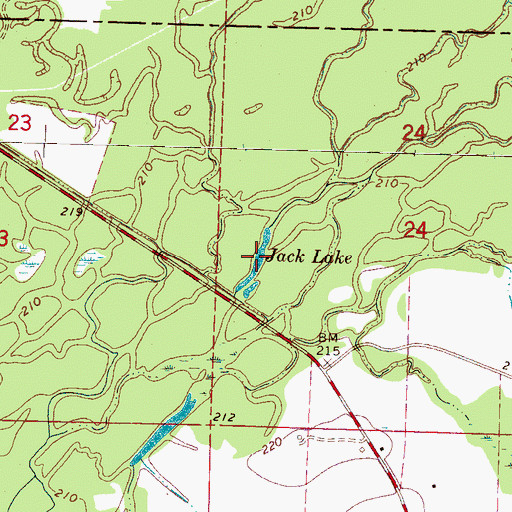 Topographic Map of Jack Lake, MS