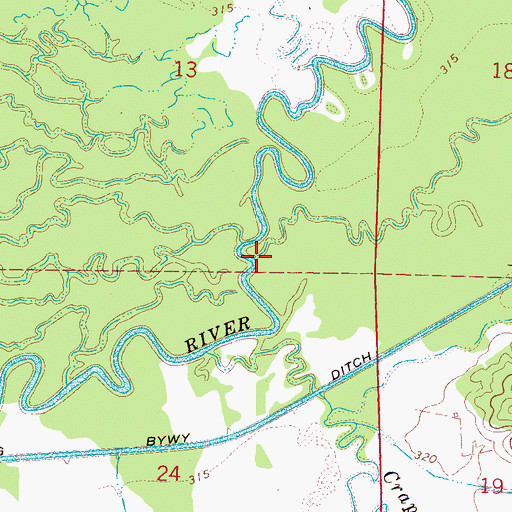 Topographic Map of Jacks Slough, MS