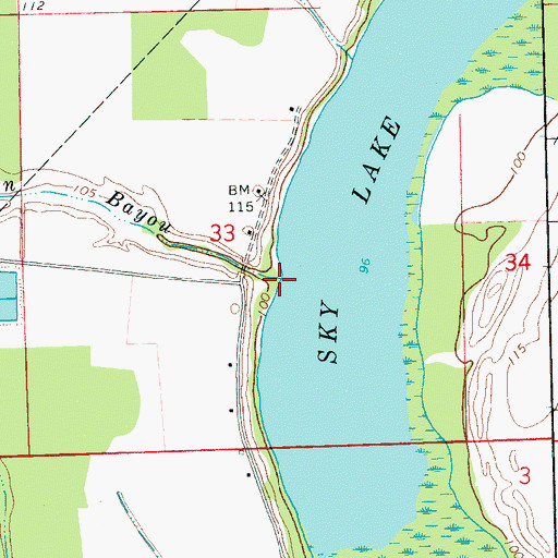 Topographic Map of Jackson Bayou, MS