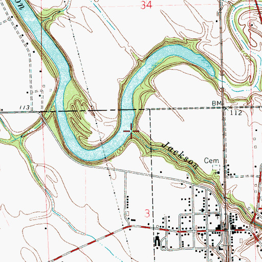 Topographic Map of Jackson Bayou, MS