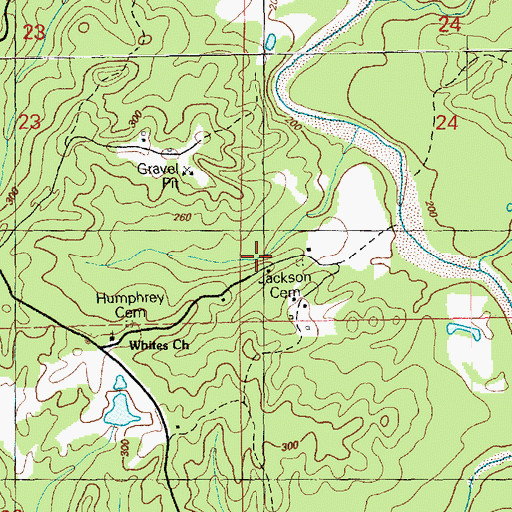 Topographic Map of Jackson Cemetery, MS