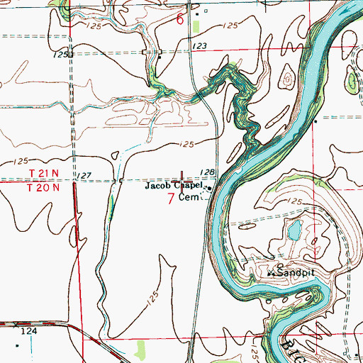 Topographic Map of Jacob Chapel, MS