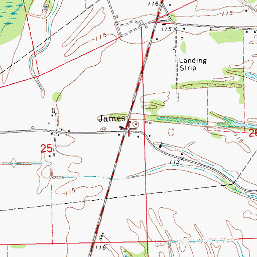 Topographic Map of James, MS