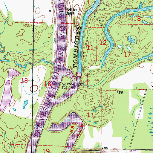 Topographic Map of James Creek, MS