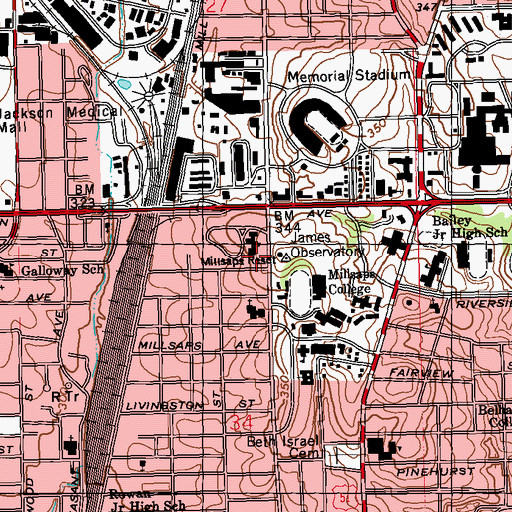 Topographic Map of James Observatory, MS